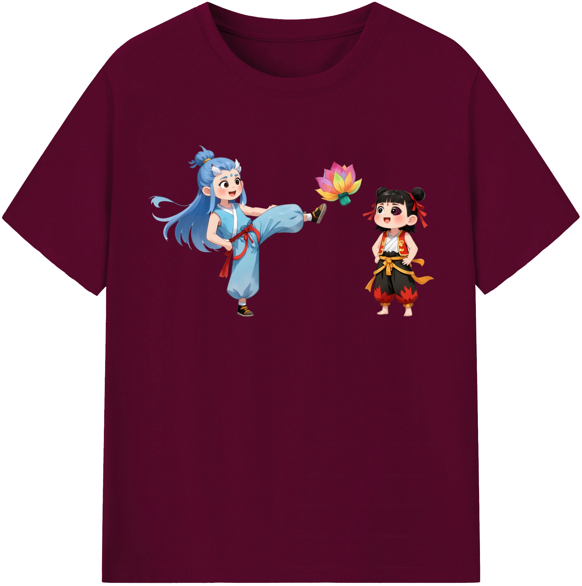 （画像用） Ne Zha 2 ナタ 魔童の大暴れ レディースカジュアルプリントTシャツ（綿100％）